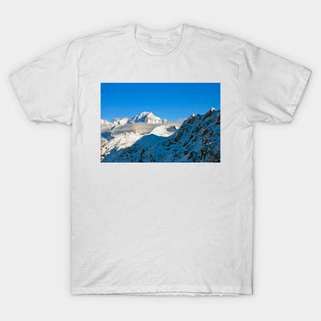 Mont Blanc from Les Arcs French Alps France T-Shirt by AndyEvansPhotos